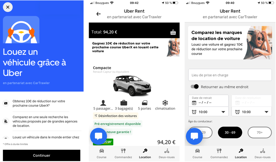 uber rent, rental car now in France