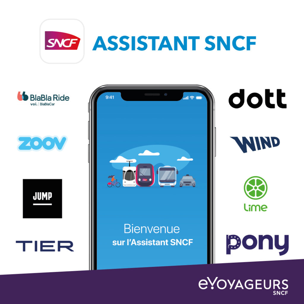 Assistant SNCF BlaBlaRide, Zoov, Jump, Tier, Dott, Wind, Lime, Pony, Vélo'v, V3, Vélib, Vélo